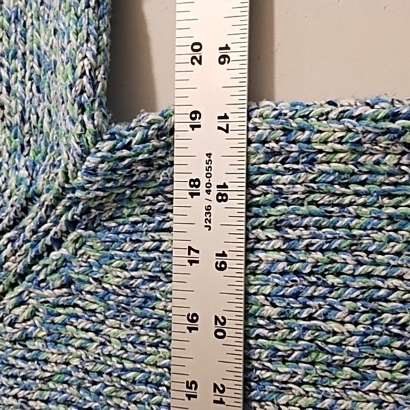 Liz Claiborne Chunky Cotton Blend Knit Coastal Beach Variegated Colors Sweater - Picture 3 of 11